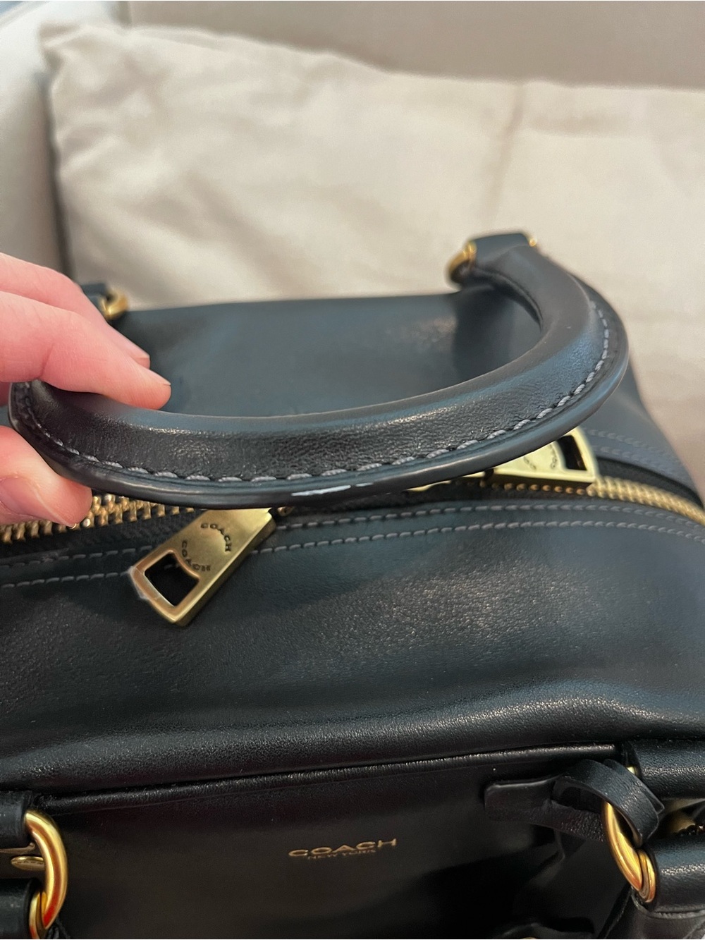 COACH Rogue Cube 20 Black Leather Small Top-Handle Satchel - Picture 6 of 8